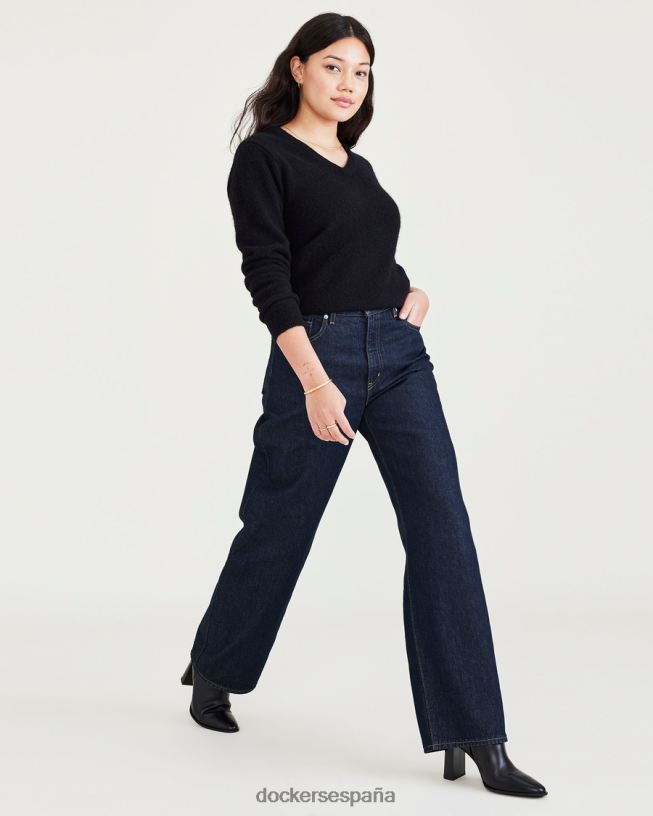 jeans de talle medio, ajuste relajado mujer Dockers lavado a la piedra índigo oscuro - azul ropa 8F04061297