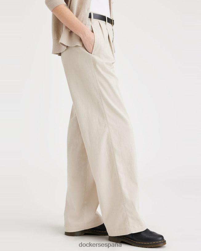 pantalón alto ancho, plisado mujer Dockers Sáhara caqui ropa 8F04061102