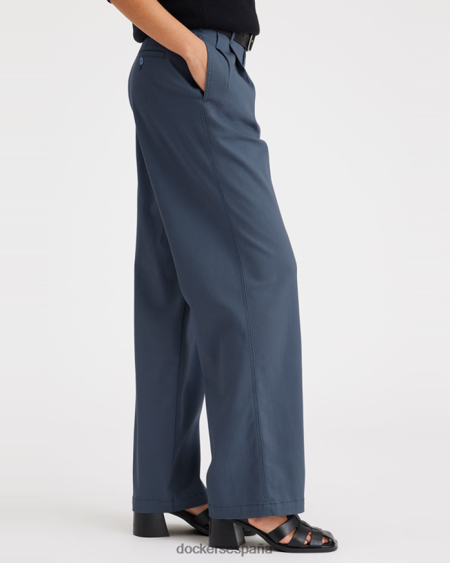 pantalón alto ancho, plisado mujer Dockers índigo vintage - azul ropa 8F04061103