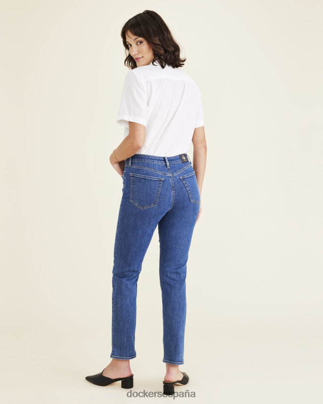 pantalón corte jean, corte alto slim fit mujer Dockers lavado a la piedra índigo medio - azul ropa 8F04061193