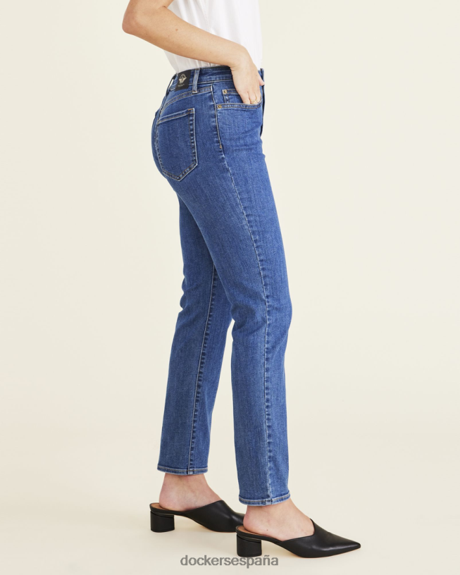 pantalón corte jean, corte alto slim fit mujer Dockers lavado a la piedra índigo medio - azul ropa 8F04061193