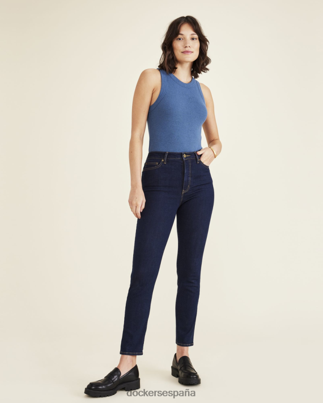 pantalón corte jean, corte alto slim fit mujer Dockers lavado a la piedra índigo oscuro - azul ropa 8F04061195