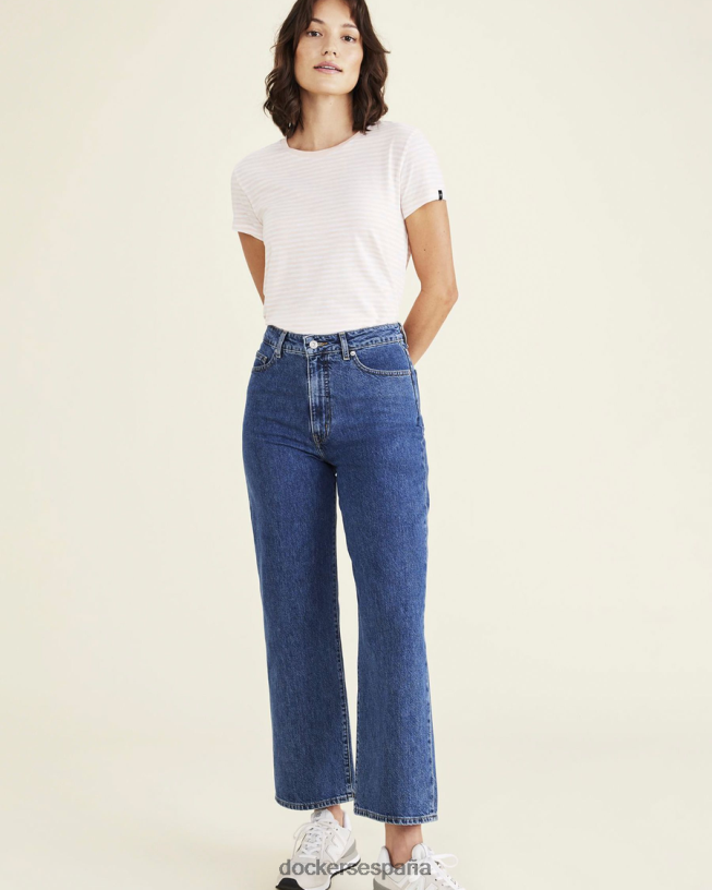 pantalón corte jean, corte recto alto mujer Dockers lavado a la piedra índigo medio - azul ropa 8F04061126