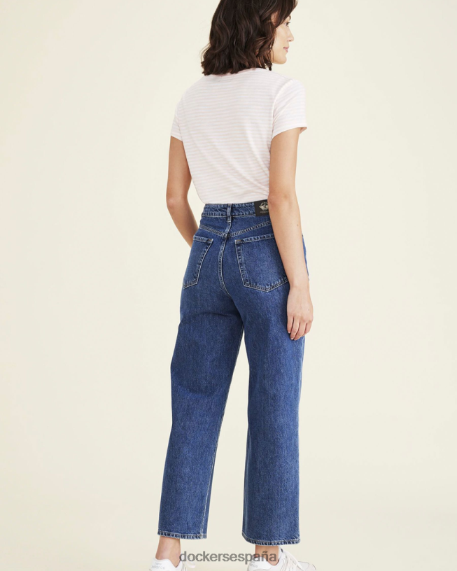 pantalón corte jean, corte recto alto mujer Dockers lavado a la piedra índigo medio - azul ropa 8F04061126