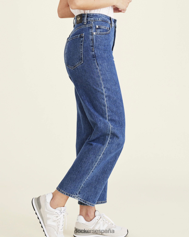 pantalón corte jean, corte recto alto mujer Dockers lavado a la piedra índigo medio - azul ropa 8F04061126
