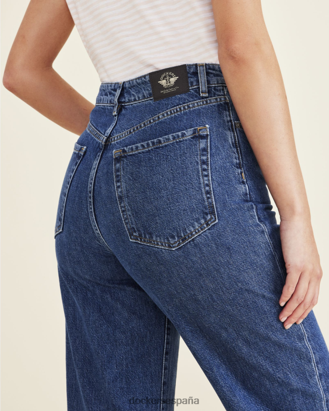 pantalón corte jean, corte recto alto mujer Dockers lavado a la piedra índigo medio - azul ropa 8F04061126