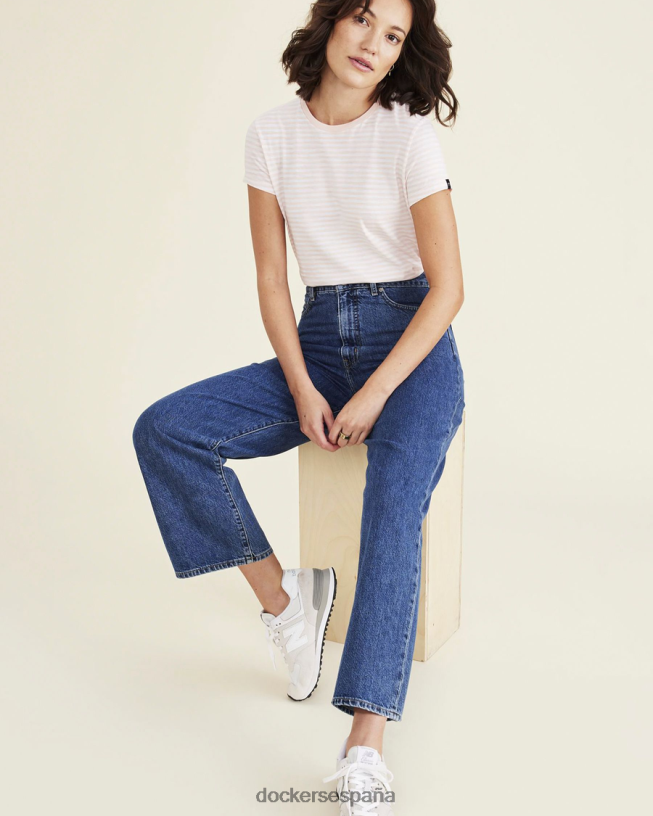 pantalón corte jean, corte recto alto mujer Dockers lavado a la piedra índigo medio - azul ropa 8F04061126