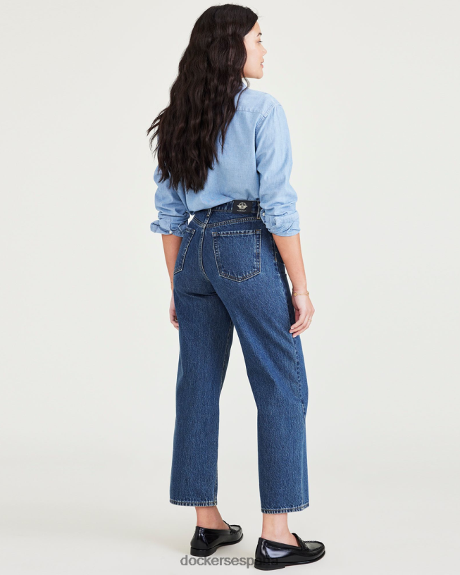 pantalón corte jean, corte recto alto mujer Dockers lavado a la piedra índigo medio - azul ropa 8F04061127