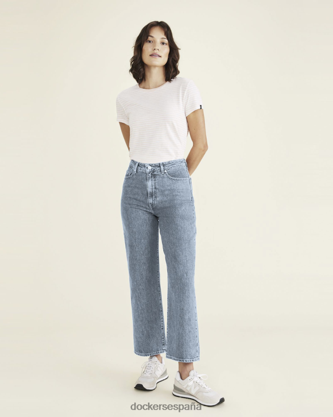 pantalón corte jean, corte recto alto mujer Dockers índigo claro - azul ropa 8F04061315
