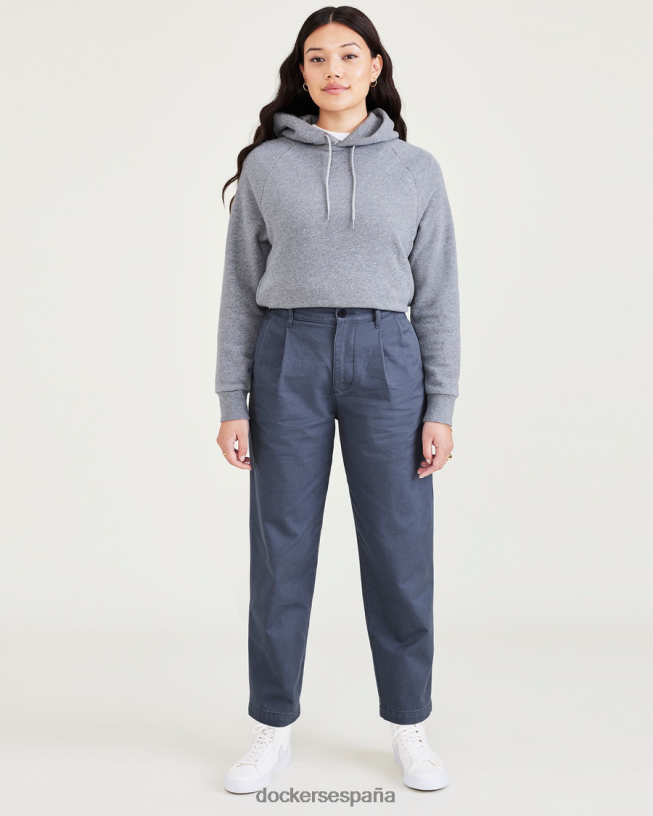 pantalones caqui originales, plisados, de talle alto y corte cónico mujer Dockers fusión azul - azul ropa 8F04061304
