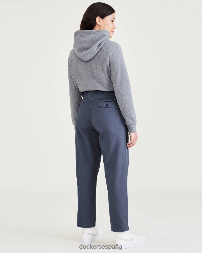 pantalones caqui originales, plisados, de talle alto y corte cónico mujer Dockers fusión azul - azul ropa 8F04061304