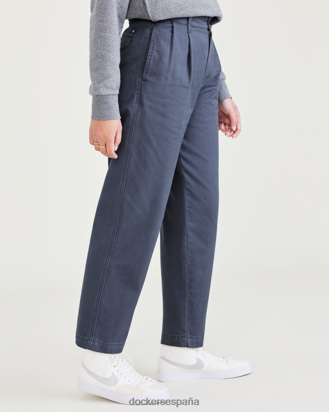 pantalones caqui originales, plisados, de talle alto y corte cónico mujer Dockers fusión azul - azul ropa 8F04061304