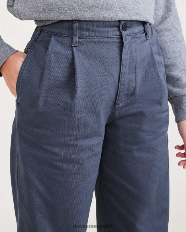pantalones caqui originales, plisados, de talle alto y corte cónico mujer Dockers fusión azul - azul ropa 8F04061304