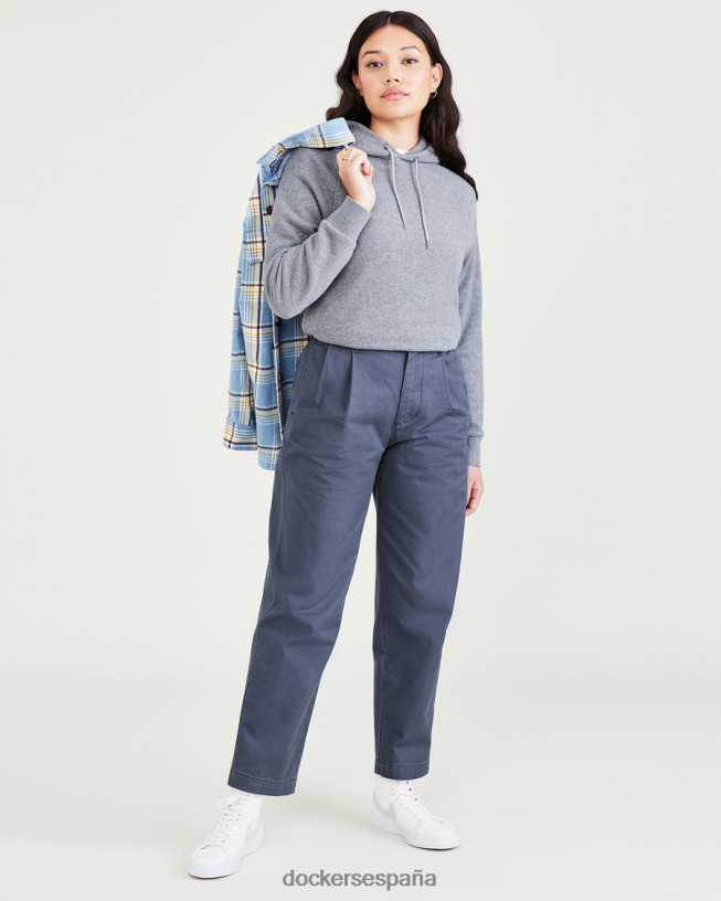 pantalones caqui originales, plisados, de talle alto y corte cónico mujer Dockers fusión azul - azul ropa 8F04061304