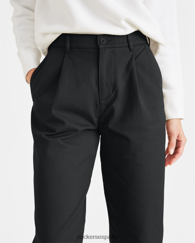 pantalones caqui originales, plisados, de talle alto y corte cónico mujer Dockers negro mineral ropa 8F04061303