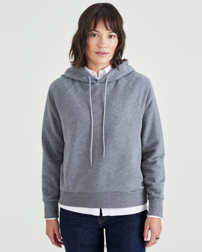 sudadera con capucha popover, ajuste relajado mujer Dockers gris jaspeado - gris ropa 8F04061243
