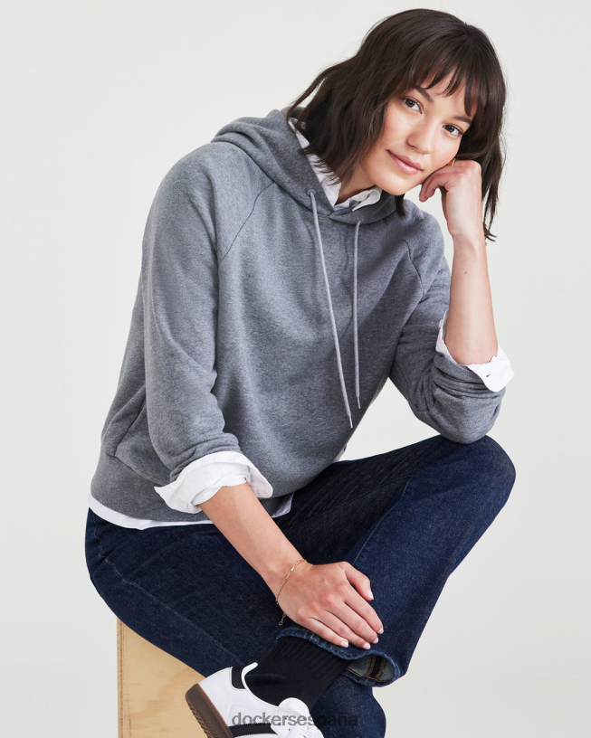 sudadera con capucha popover, ajuste relajado mujer Dockers gris jaspeado - gris ropa 8F04061243