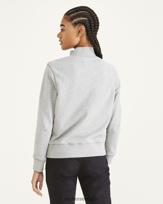 Sudadera con cremallera de 1/4, corte regular mujer Dockers cuero gris ropa 8F04061327