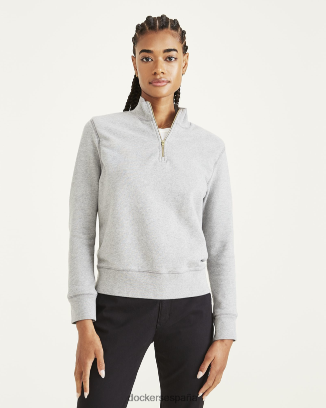 Sudadera con cremallera de 1/4, corte regular mujer Dockers cuero gris ropa 8F04061327