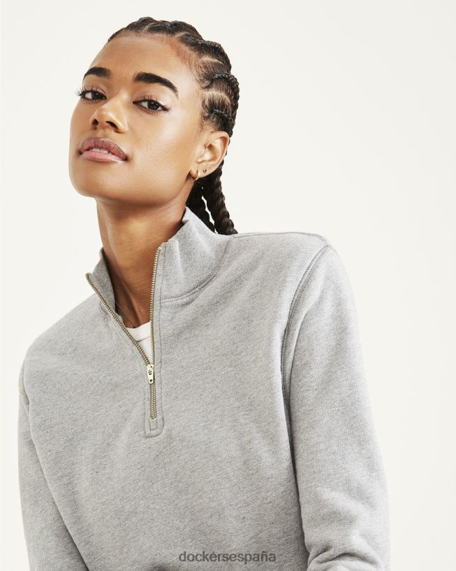 Sudadera con cremallera de 1/4, corte regular mujer Dockers cuero gris ropa 8F04061327