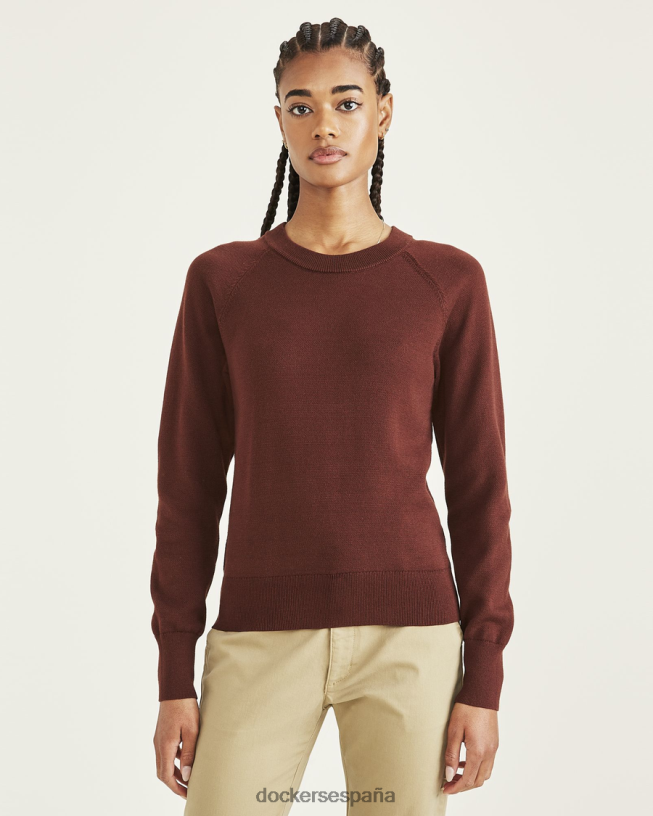 suéter de cuello redondo, ajuste clásico mujer Dockers chocolate amargo - marrón ropa 8F04061232