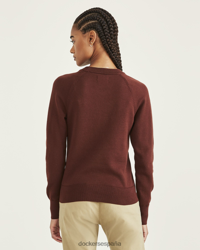 suéter de cuello redondo, ajuste clásico mujer Dockers chocolate amargo - marrón ropa 8F04061232