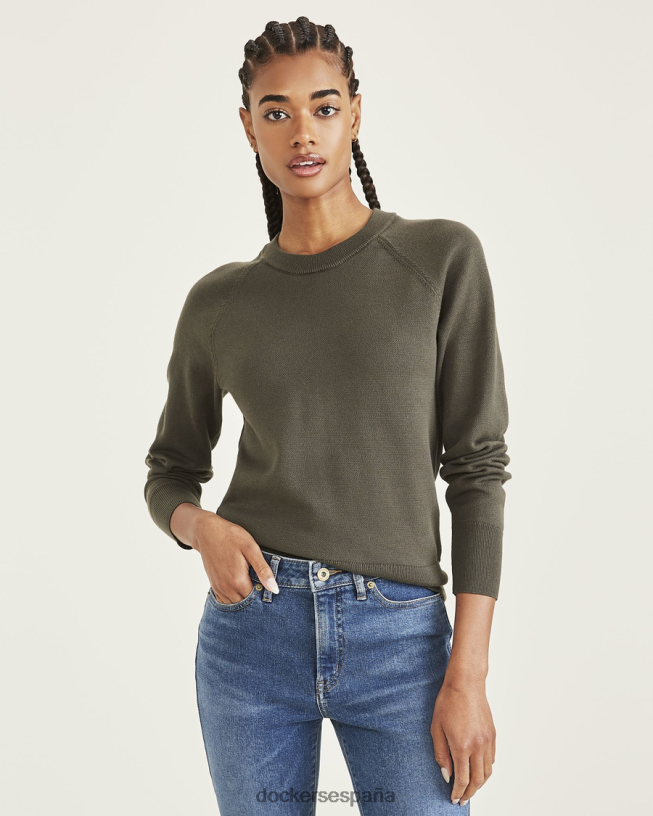 suéter de cuello redondo, ajuste clásico mujer Dockers quimera - verde ropa 8F04061235