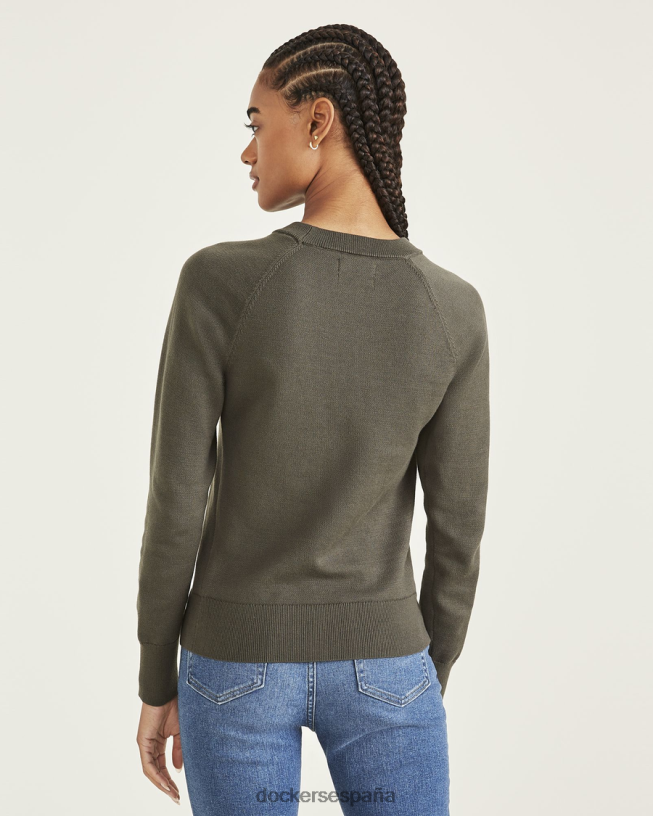 suéter de cuello redondo, ajuste clásico mujer Dockers quimera - verde ropa 8F04061235