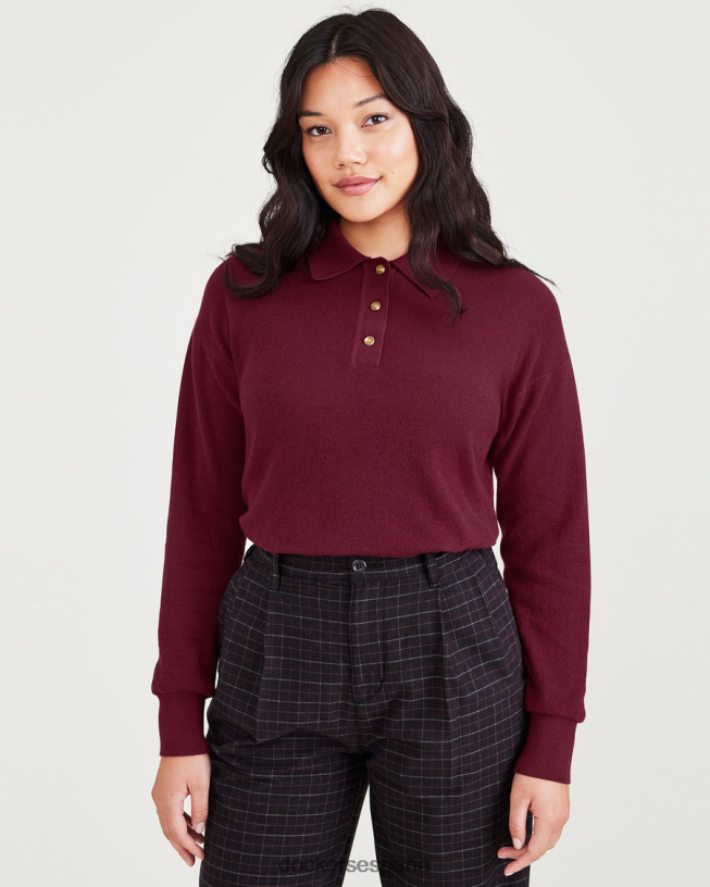 suéter tipo polo, ajuste relajado mujer Dockers rojo tibetano - rojo ropa 8F04061319