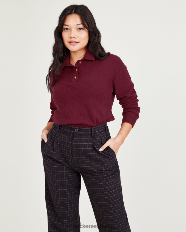 suéter tipo polo, ajuste relajado mujer Dockers rojo tibetano - rojo ropa 8F04061319