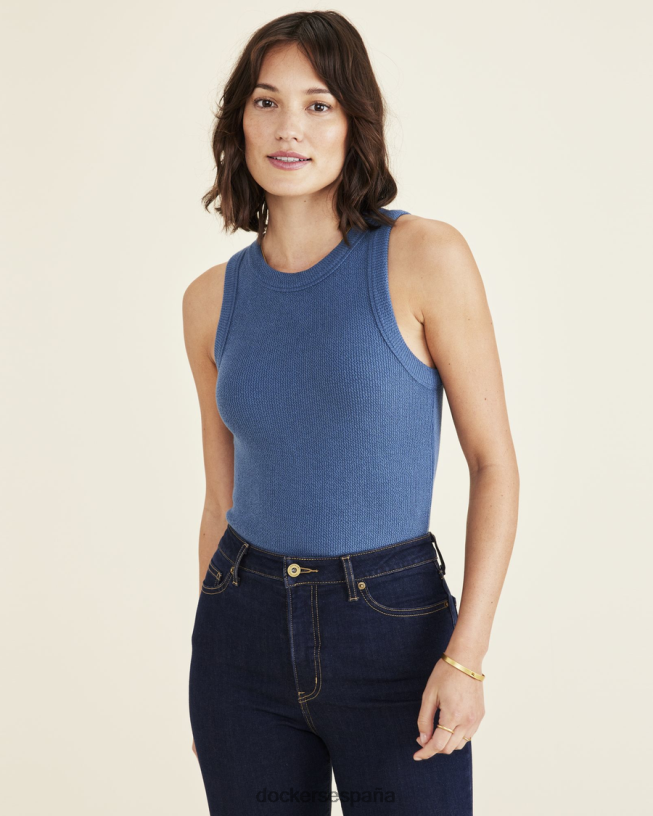 camiseta sin mangas de punto, corte ajustado mujer Dockers vista al mar - azul ropa 8F04061138