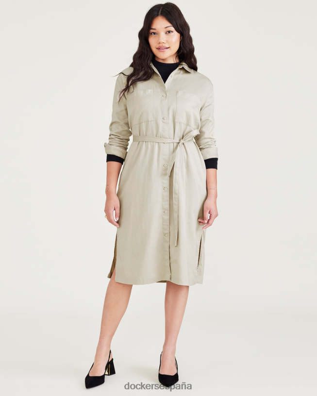 vestido midi, ajuste relajado mujer Dockers Sáhara caqui ropa 8F04061336