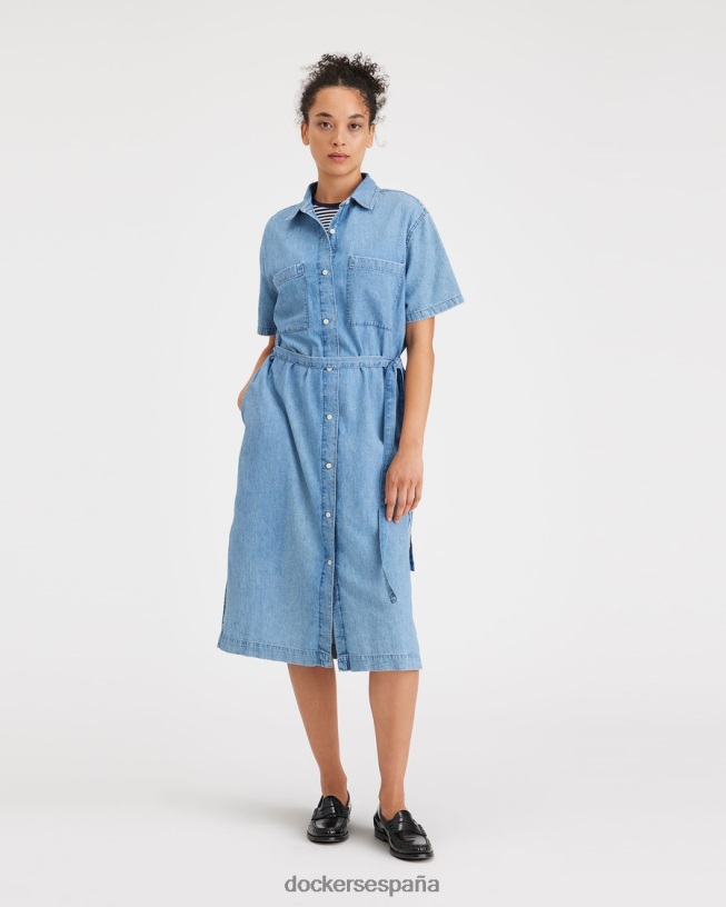 vestido midi con botones mujer Dockers petra - azul ropa 8F04061132