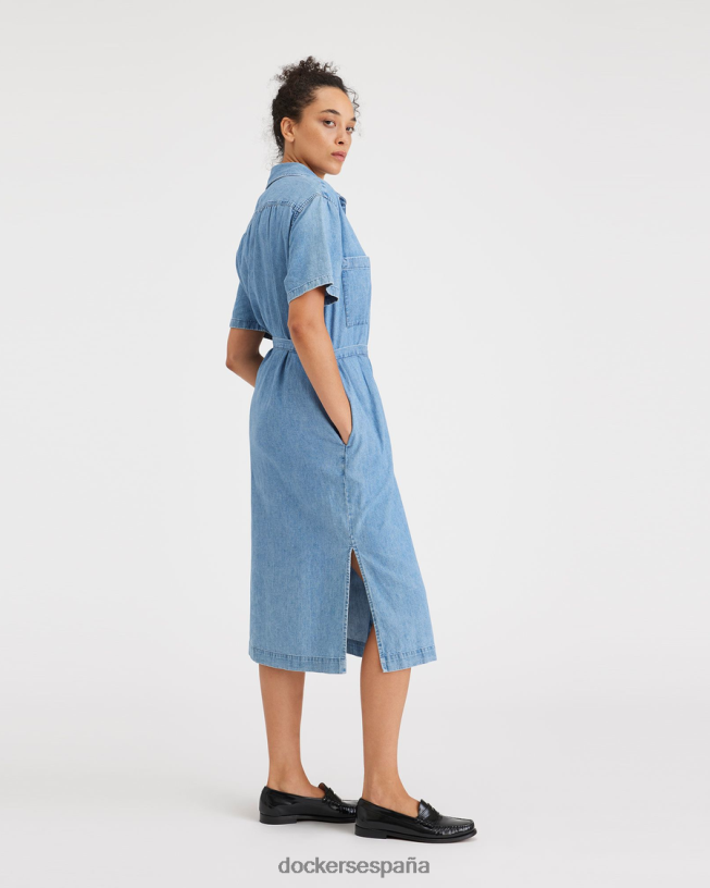 vestido midi con botones mujer Dockers petra - azul ropa 8F04061132