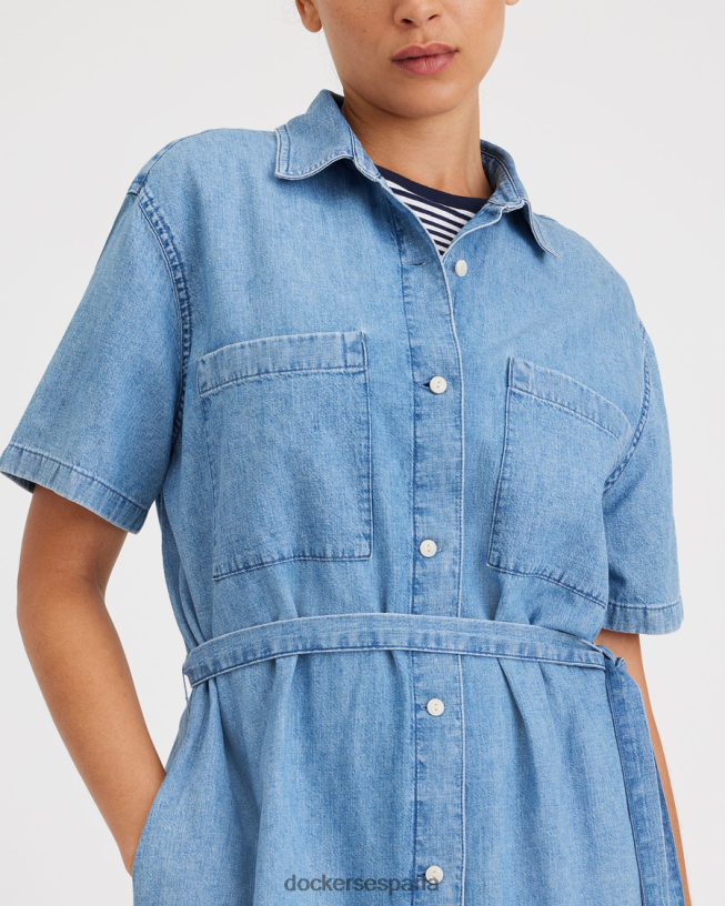 vestido midi con botones mujer Dockers petra - azul ropa 8F04061132